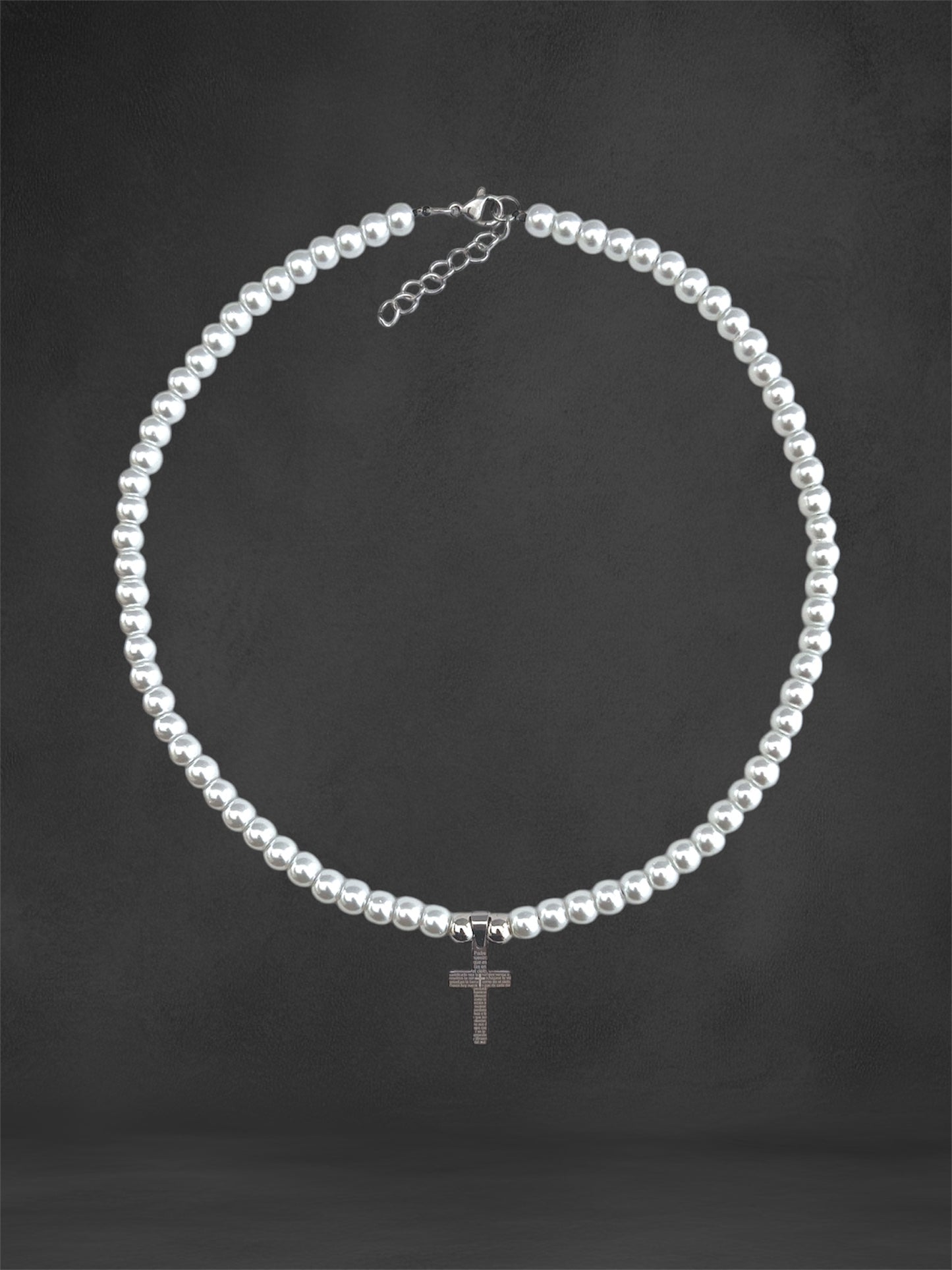 Perlas White Cruz Grabada