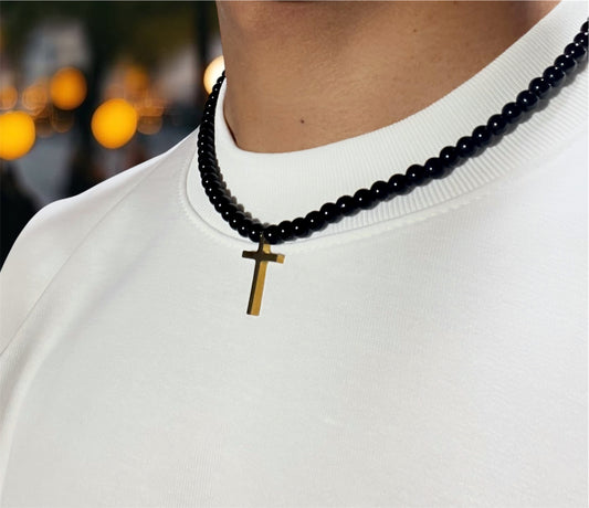 Perlas Black Cruz Dorada